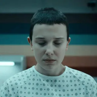 😐 Eleven Stranger Things Eleven, Stranger Things, Netflix, Millie Bobby Brown, Série TV, Ficção Científica, Anos 80 telegram sticker