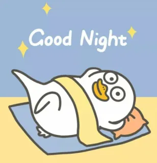 🐥 Good Night kartun, bebek, selamat malam, tidur, lucu, unik, bintang whatsapp sticker