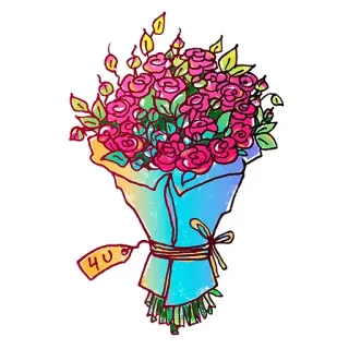 🌹 40 букет, цветы, розы, подарок, цена, цветы, иллюстрация whatsapp sticker