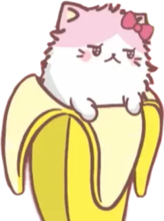 😒 고양이, 바나나, 귀여운, 카와이, 스티커, 동물, 만화 telegram sticker