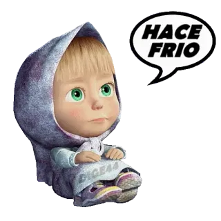 🥶 Masha Masha and the Bear HACE FRIO frío, triste, dibujos animados, niña, invierno telegram sticker