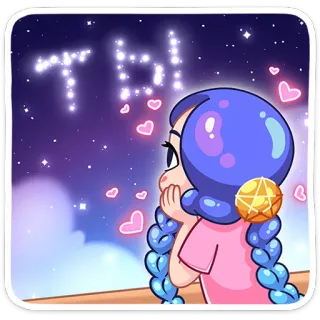 ❤ ТЫ gadis, cinta, bintang, imut, romantis, langit telegram sticker