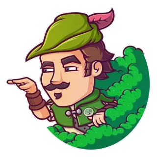 😎 Robin Hood Robin Hood, arqueiro, floresta, desenho animado, personagem, herói telegram sticker
