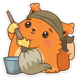 🚽 청소, 고양이, 대걸레, 가정, 집안일 telegram sticker