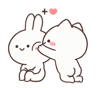 🐾 thỏ, mèo, yêu, tim, dễ thương, hoạt hình whatsapp sticker