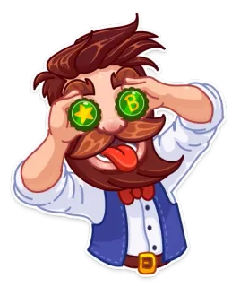 😝 Cartone animato, Uomo, Divertente, Pazzo, Occhi, Lingua, Personaggio, Adesivo whatsapp sticker