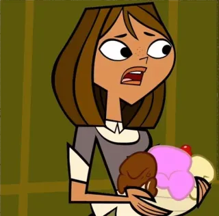 😀 Courtney Total Drama Мультфильм, Мороженое, Десерт, Анимированный, Персонаж telegram sticker