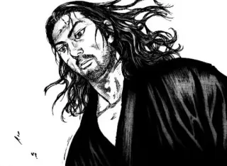 ⚔ Miyamoto Musashi Vagabond Manga, Samurái, Guerrero, Espada, Lucha whatsapp sticker