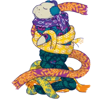 🌨 шарф, зима, тёплый, животное, милый, наушники whatsapp sticker
