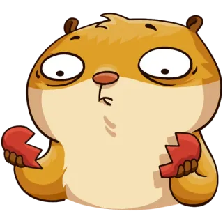 💔 Hamster, traurig, gebrochenes Herz, Cartoon, Tier, süß, Emoji telegram sticker