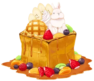 🐰 sobremesa, torrada com mel, coelho, fruta, waffle, sorvete, doce telegram sticker