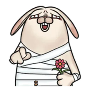 😆 кролик, цветок, пластырь, мультик, милый, персонаж telegram sticker
