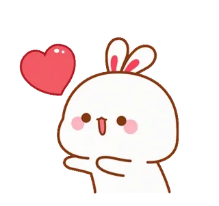 ❤️ dessin animé, lapin, coeur, mignon, kawaii, amour, lapinou, autocollant telegram sticker