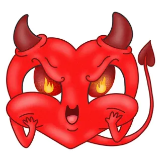😡 ปีศาจ, หัวใจ, การ์ตูน, เขา, หาง, สีแดง, โกรธ, น่ารัก telegram sticker