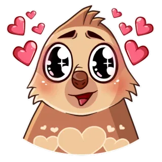 😳 bicho-preguiça, desenho animado, fofo, corações, animal, amor, adorável telegram sticker