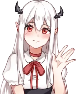 👋 Anime, Fille démon, Mignon, Art numérique, Illustration, Fanart telegram sticker