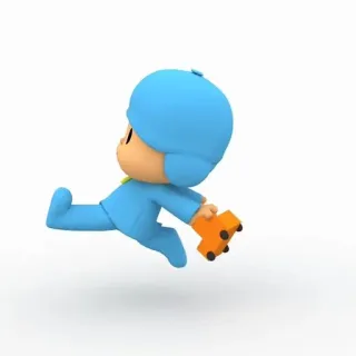 ☀️ Pocoyo мультфильм, анимированный, ребенок, бег, синий, игрушка telegram sticker