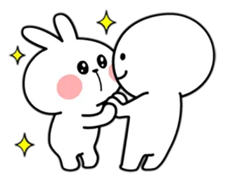 😊 dibujos animados, conejo, monigote, lindo, brillante, amigos, feliz whatsapp sticker