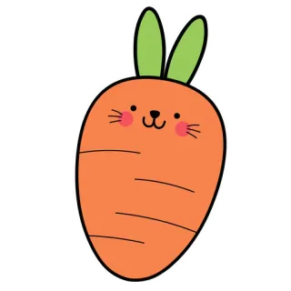 🔥 carotte, kawaii, mignon, légume, orange, lapin, animal whatsapp sticker