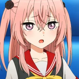 😧 Anime, Mädchen, Rosa Haare, Schuluniform, Charakter telegram sticker