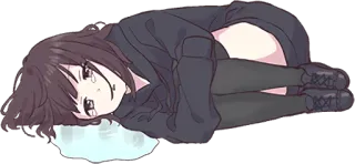 😭 Anime, Meisje, Verdrietig, Huilend, Kawaii, Schattig whatsapp sticker
