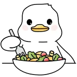 🤤 duck, salad, food, cute, eating whatsapp sticker