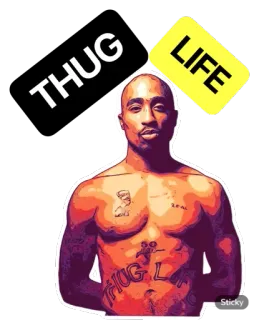 🔪 Tupac Shakur THUG LIFE tupac, rapper, música, thug life whatsapp sticker