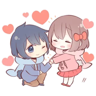 ❤️ 카와이, 커플, 사랑, 치비, 로맨스, 만화 telegram sticker