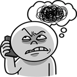 😤 confusione, pensare, frustrazione, telefono, cartone animato, arrabbiato telegram sticker