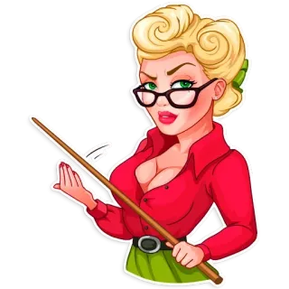 👩 donna, insegnante, pin-up, retrò, occhiali, puntatore whatsapp sticker