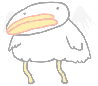 😇 bird, cartoon, pelican, animal, drawing telegram sticker