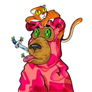 🤑 dibujos animados, oso, gato, espada, rosa, animal whatsapp sticker