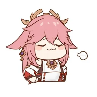 🌸 Yae Miko Genshin Impact Anime, Chibi, Yae Miko, Genshin Impact, Dễ thương, Nhân vật trò chơi điện tử, Fanart telegram sticker