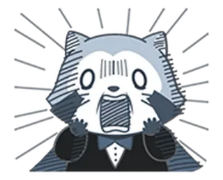 😨 procione, cartone animato, spaventato, impaurito, espressione, animale, illustrazione telegram sticker