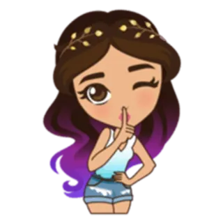 😉 cartoon, girl, wink, shush, cute, character telegram sticker