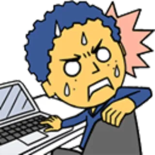 😱 เครียด, หงุดหงิด, คอมพิวเตอร์, การ์ตูน, เหงื่อออก, งาน, ความกดดัน, สำนักงาน telegram sticker