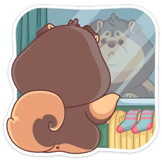 😟 chó, phản chiếu, hoạt hình, động vật, dễ thương telegram sticker