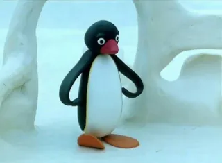 😬 Pingu pinguino, cartone animato, claymation, animale whatsapp sticker