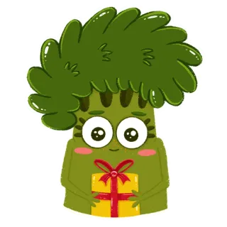 🎁 broccoli, vegetable, cartoon, cute, gift, present telegram sticker