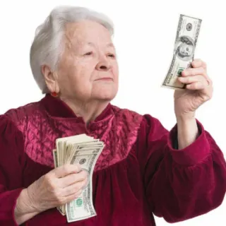 💸 anziana, soldi, banconota da cento dollari, ricchezza, finanza telegram sticker