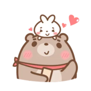 💚 urso, coelho, desenho animado, fofo, animal, amizade, amor, kawaii telegram sticker