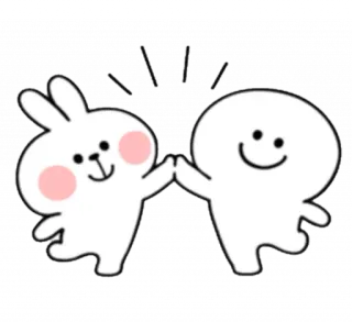 🙌 漫画, ウサギ, ハイタッチ, 友情, 可愛い, ステッカー telegram sticker
