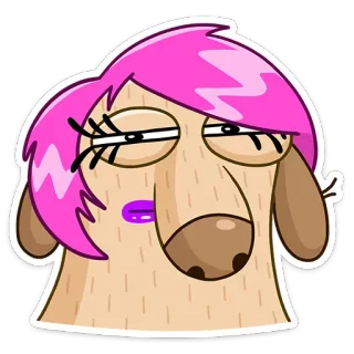 😐 dessin animé, cheveux roses, animal, mouton, drôle, illustration whatsapp sticker