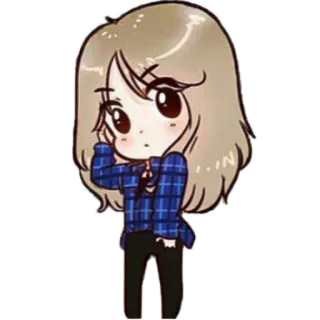 😯 чиби, милая, девушка, мультяшка, стикер telegram sticker