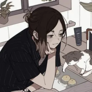 🏳 애니메이션, 고양이, 귀여운, 실내, 중립적인 telegram sticker