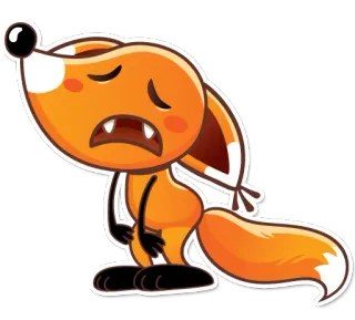 😩 renard, dessin animé, animal, triste, contrarié, orange telegram sticker