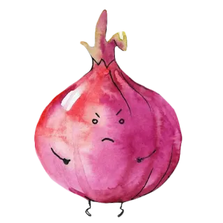 😡 zwiebel, gemüse, wütend, cartoon, essen, aquarell telegram sticker