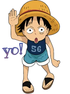 ✋ Monkey D. Luffy One Piece yo! 애니메이션, 만화, 원피스, 루피, 인사, 요, 밀짚모자 telegram sticker