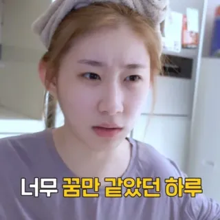 🧐 너무 꿈만 같았던 하루 Korean, expression, woman, displeased, sticker telegram sticker