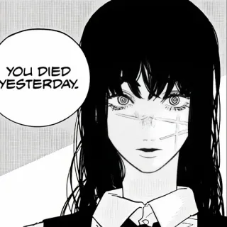 🖤 Nayuta Chainsaw Man YOU DIED YESTERDAY. Anime, Manga, Chainsaw Man, Nayuta, Morte, Fumetto whatsapp sticker